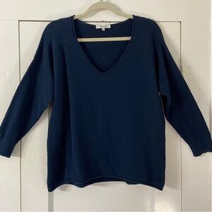 Madewell Shorelight V-Neck Navy Lightweight Sweater